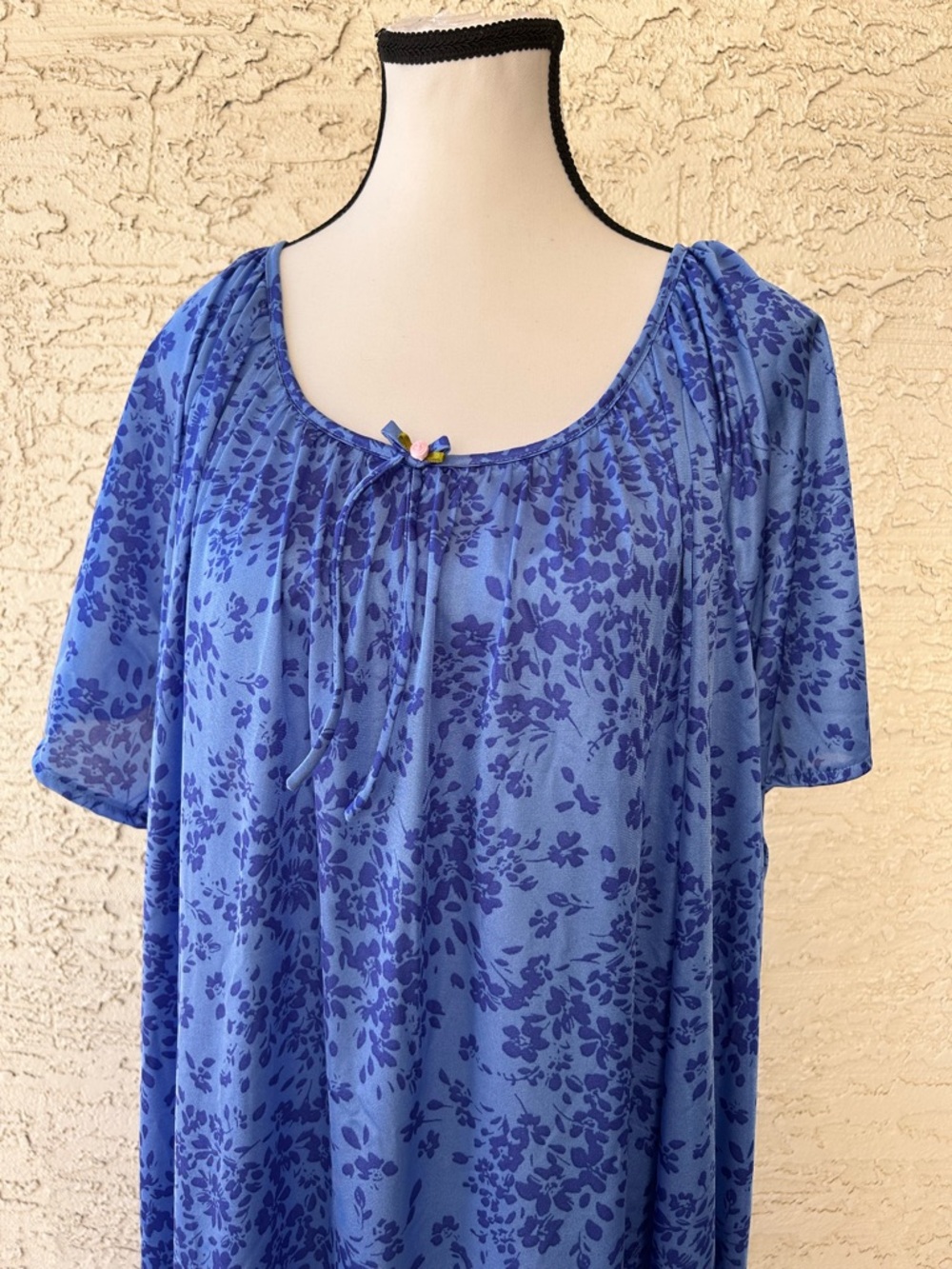 Blue vintage  Floral Scoop-Neck Women's nightgown